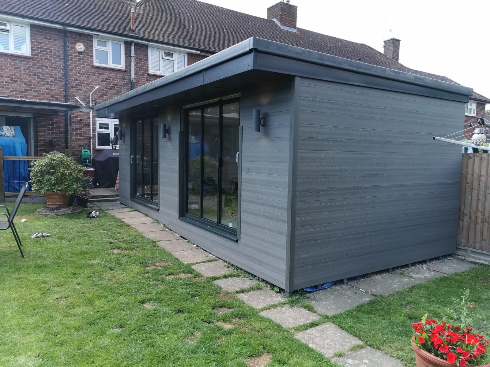 Garden room and storage with grey cladding